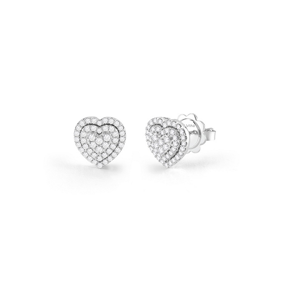 1 - White Gold woman heart earrings with diamonds Salvini Bagliori 20091624