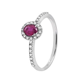 1 - White Gold woman ring with diamonds and ruby Salvini Dora 20057627 size 13