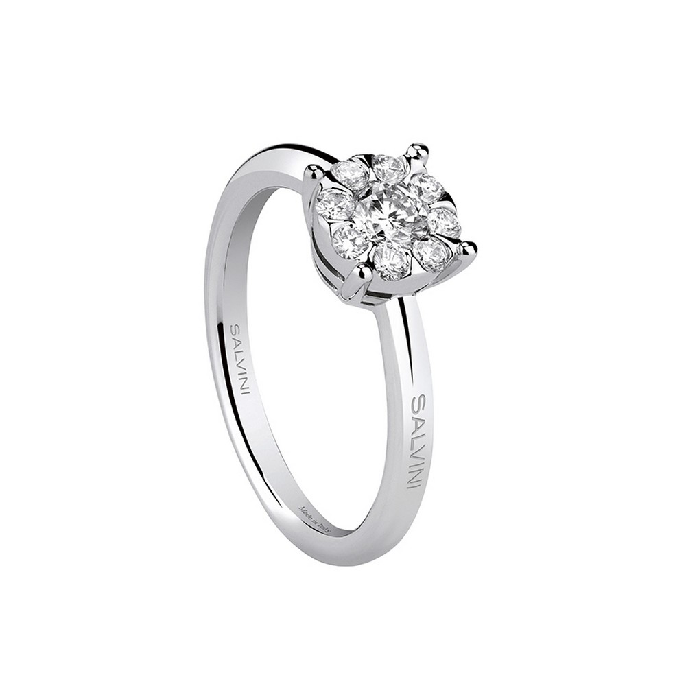 1 - White Gold women's solitaire ring with diamonds Salvini Daphne 20054093 size 14