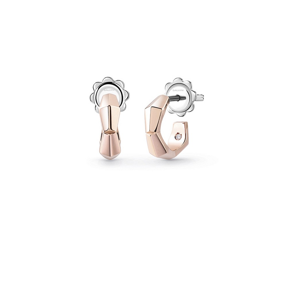 1 - Women's Rose Gold circle earrings with diamonds Salvini Eva 20101387