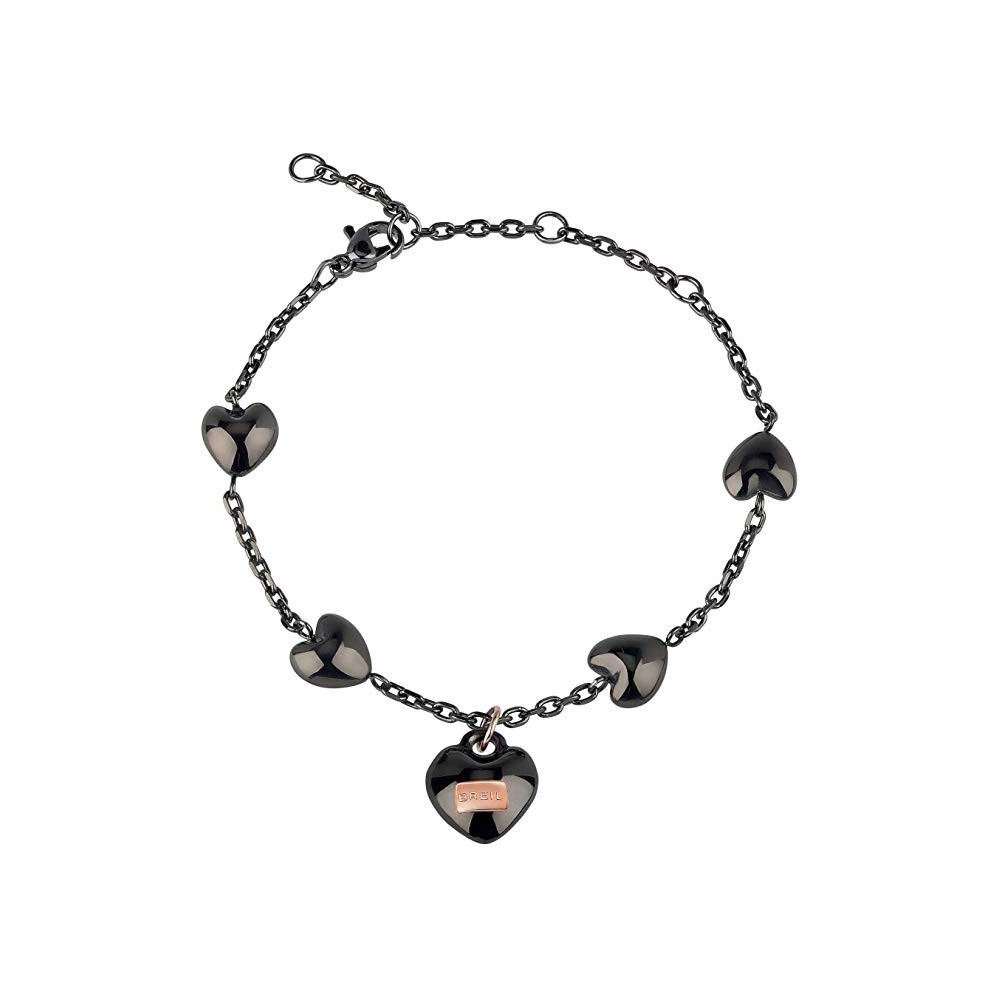 1 - Bracciale Breil TJ2728 ciondoli a cuore in acciaio IP Gun collezione Kilos of Love