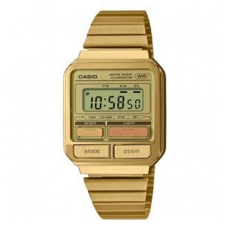 1 - Orologio unisex Casio digitale Vintage dorato A120 cassa e bracciale resina A120WEG-9AEF