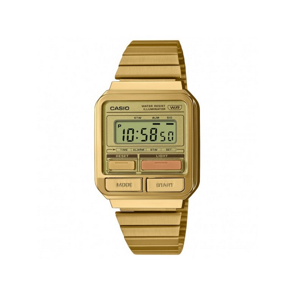 1 - Casio digital Vintage golden unisex watch A120 case and resin bracelet A120WEG-9AEF