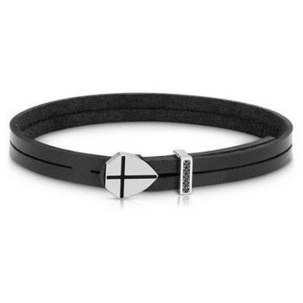 1 - Bracciale uomo Nomination METROPOLITAN pelle nera con scudo 026701/007