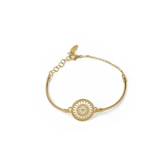 1 - Semi-rigid women's bracelet in 925 silver with golden Collemaggio rose window by Luca Silvestri jewellery