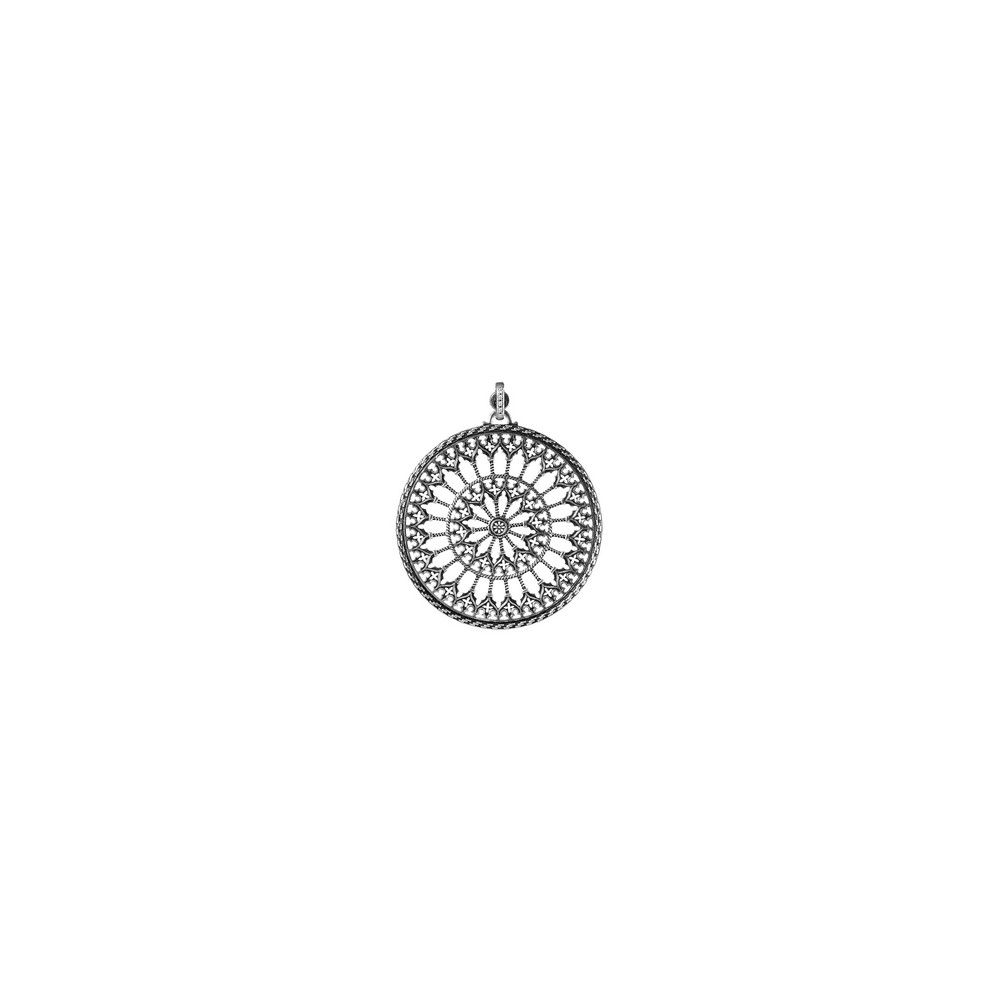 1 - Collemaggio L'Aquila rose window 925 silver woman pendant 48 mm cod. ADS27