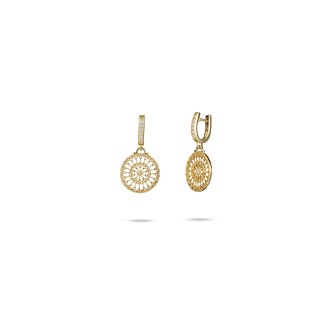 1 - Women's 925 silver rosette earrings from Collemaggio L'Aquila with golden pendants cod. ADS17-D