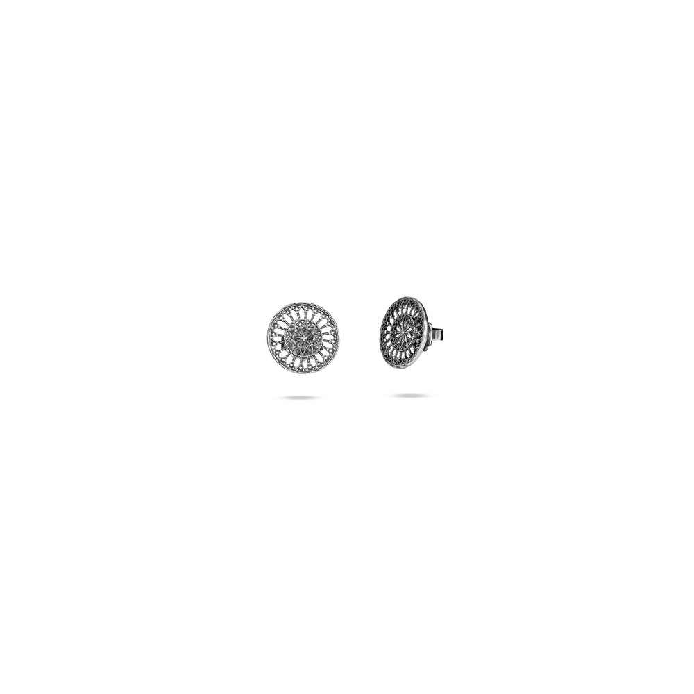 1 - Women's earrings in 925 silver Collemaggio L'Aquila rose window with zircon cod. ADS34