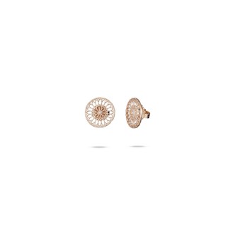 1 - Orecchini donna Argento 925 rosone di Collemaggio L'Aquila rosati con zircone cod. ADS34-R