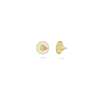 1 - Orecchini donna Argento 925 rosone di Collemaggio L'Aquila dorati con zircone cod. ADS34-D