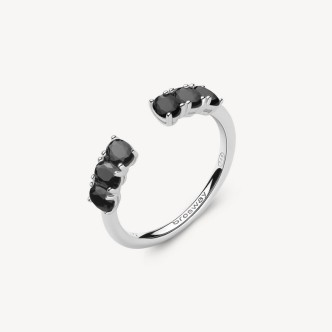 1 - Brosway Fancy FMB11B Silver woman ring with black zircons