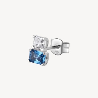 1 - Orecchino donna punto luce Argento 925 Brosway Fancy FFB06 con zircone azzurro e bianco