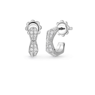 1 - Salvini Eva 18Kt White Gold women's hoop earrings with pavé diamonds 20101389