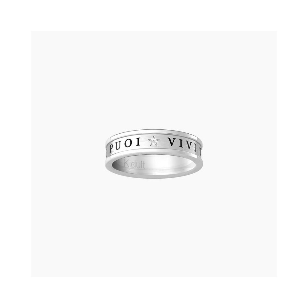 1 - Kidult women's ring "Live all the life you can" 316L steel with crystal 721001-11