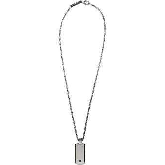 1 - Breil man TJ2748 necklace in IP GUn steel with black diamond collection Black Diamond