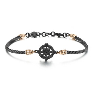 1 - BHO29 Men's Brosway bracelet in PVD steel Rose Gold with wind rose Horizon collection