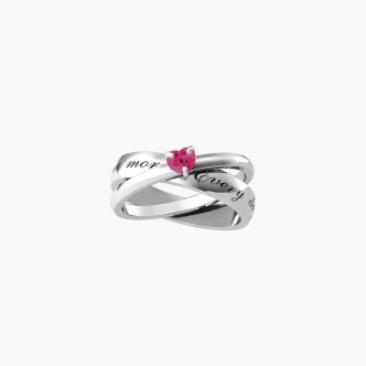 1 - Kidult women's ring woven Every Day 316L steel with ruby 721003-09