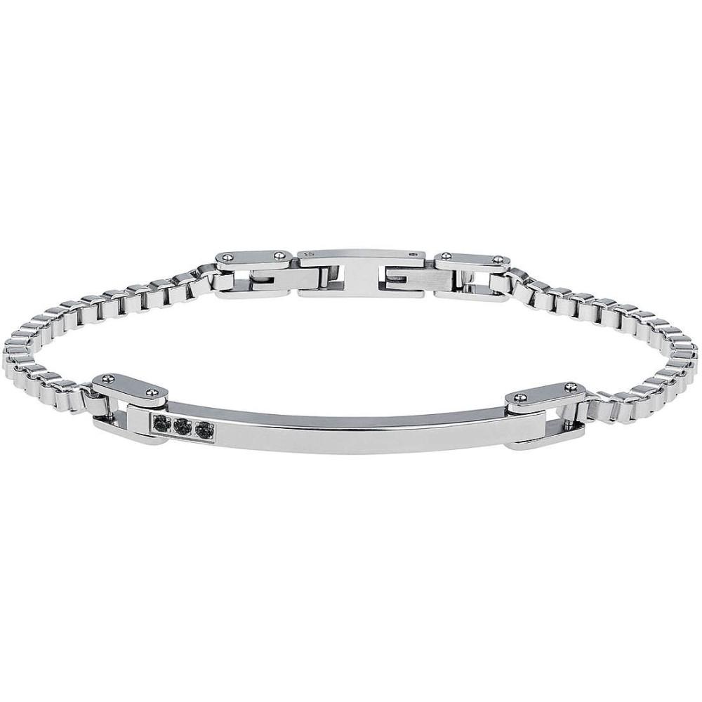 1 - Bracciale Breil uomo TJ2744 in acciaio con 3 diamanti neri collezione Black Diamond