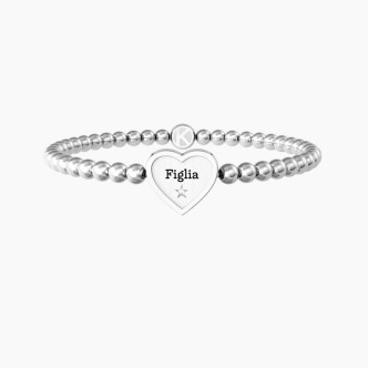 1 - Bracciale donna cuore figlia Kidult 732212 sfere acciaio 316L Family