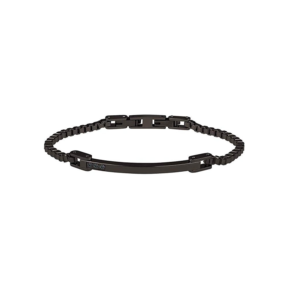 1 - TJ2746 men's Breil bracelet in IP Gun stainless steel with 3 black diamonds Black Diamond collection