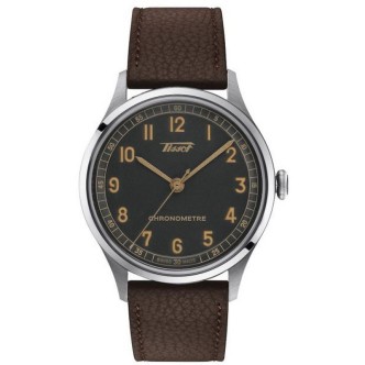 1 - Tissot Automatic Heritage Gent COSC 1938 men's watch, leather strap T142.464.16.062.00, black background