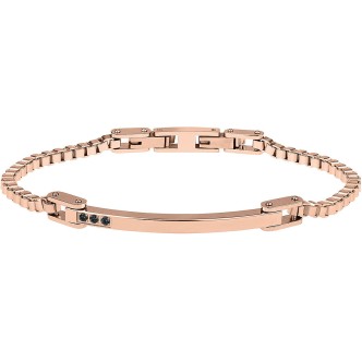 1 - Bracciale Breil uomo TJ2745 in acciaio IP Rose con 3 diamanti neri collezione Black Diamond