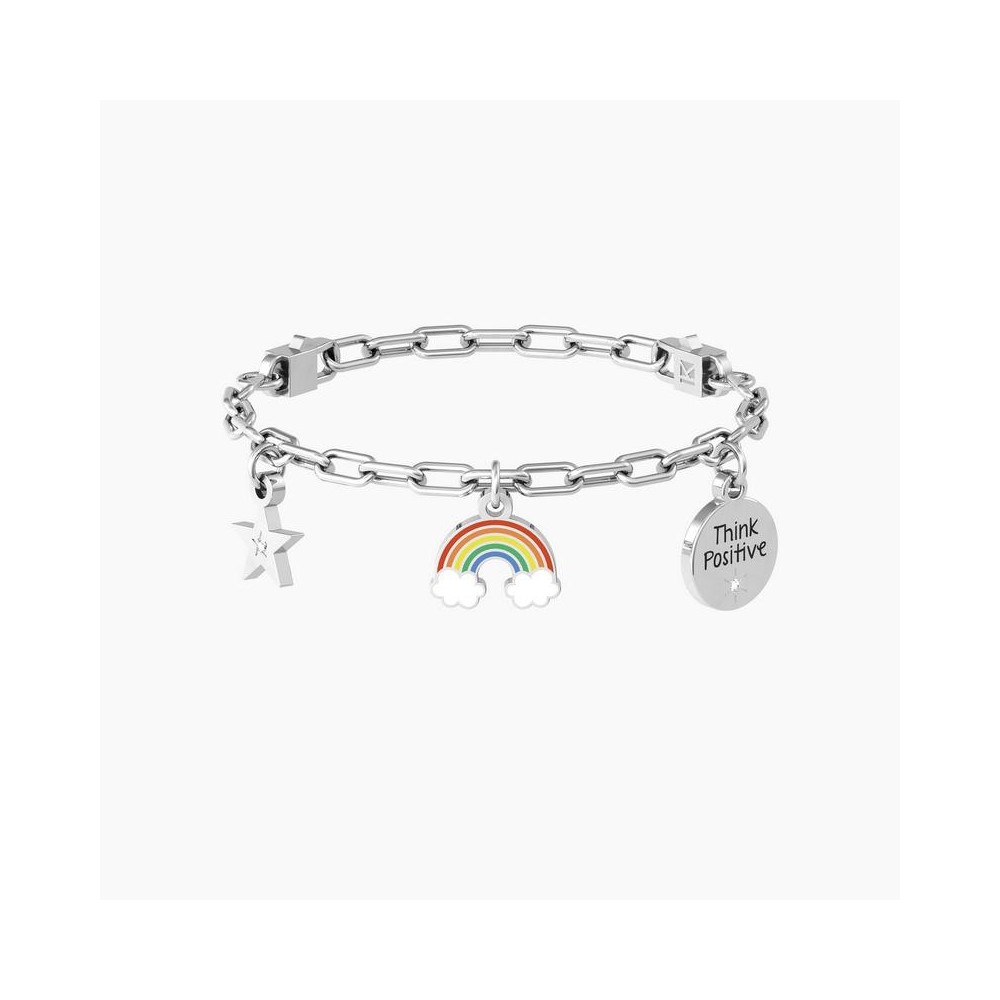 1 - Kidult women's bracelet rainbow Think Positive 732234 316L steel Symbols