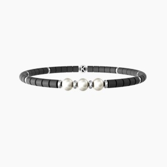 1 - Bracciale uomo Kidult Tre Desideri con ematite e perle 732243 acciaio 316L Symbols