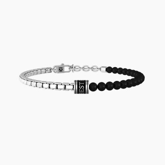 1 - Bracciale uomo Kidult amicizia Best Friends con agata nera 732249 acciaio 316L.