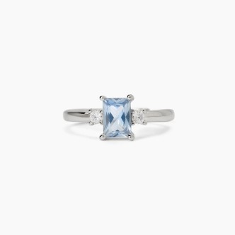 1 - Women's ring in 925 silver with zircons and aquamarine 523364