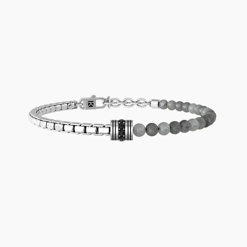 1 - Bracciale uomo Kidult Equilibrio pietra agata grigia 732251 acciaio 316L Energy Stone