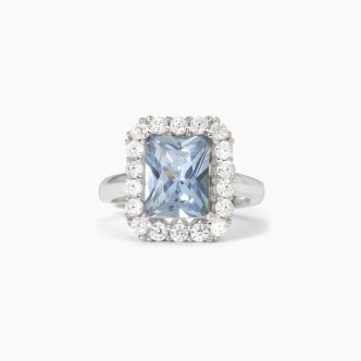 1 - Women's ring in 925 silver Mabina synthetic aquamarine and white zircons 523367.