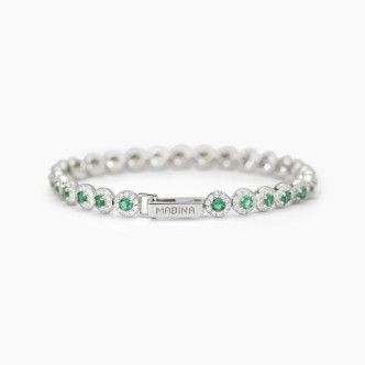 1 - Bracciale donna Mabina tennis Argento 925 con smeraldi sintetici 533824-18