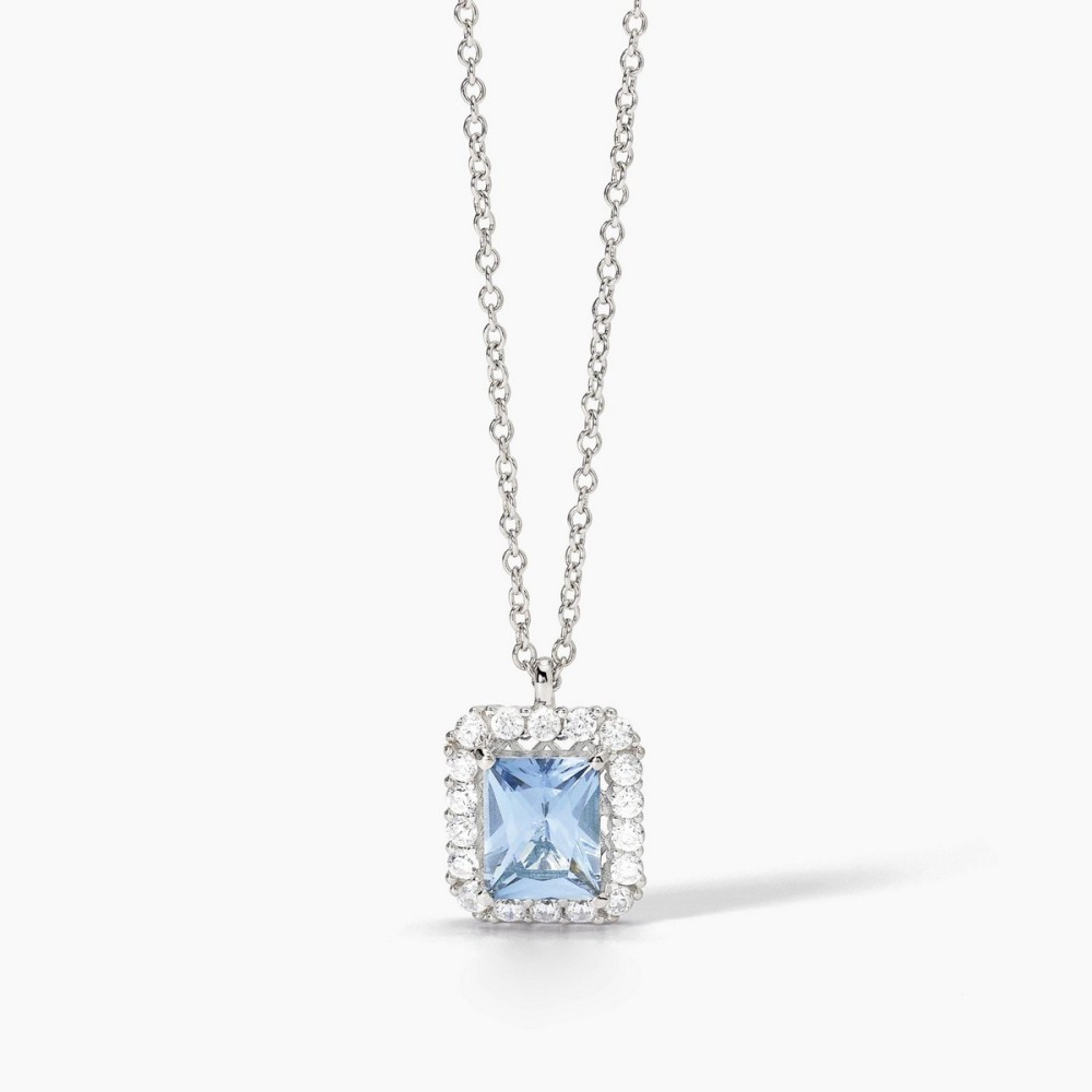 1 - Mabina women's necklace in 925 silver with synthetic aquamarine pendant 553651.