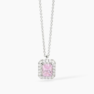 1 - Mabina women's necklace in 925 silver with pink zircon pendant 553652.