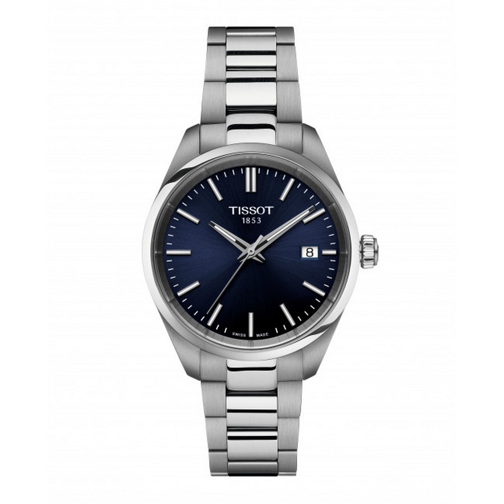 1 - Tissot PR 100 women's watch, blue background, 34 mm T150.210.11.041.00, 316L steel case