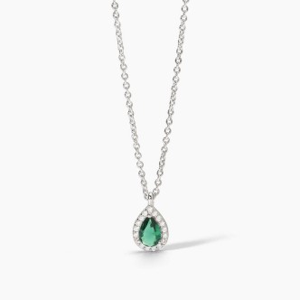 1 - Mabina women's necklace in 925 silver drop pendant with synthetic emerald 553663.