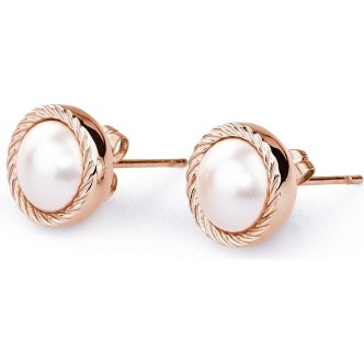 1 - Brosway BRF21 steel earrings PVD Rose Gold with Swarovski crystals and pearls Riflessi collection