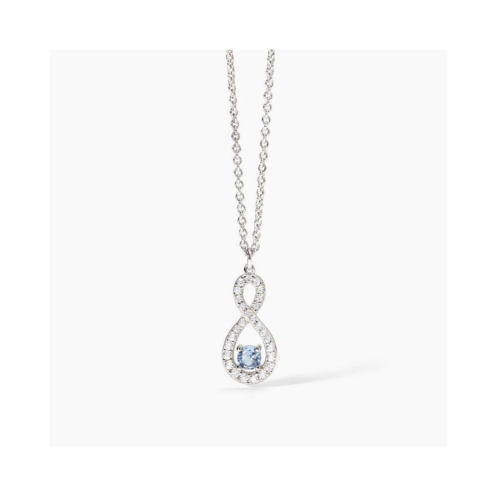 1 - Mabina 925 Silver infinity women's necklace with synthetic aquamarine 553675.