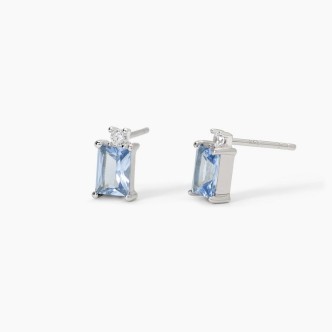 1 - Mabina women's earrings in 925 silver, synthetic aquamarine 563718.