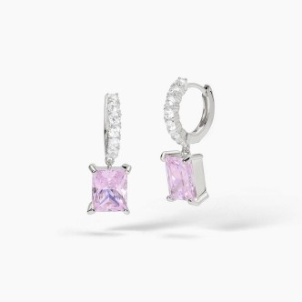 1 - Mabina women's earrings in 925 silver with pink zircon 563722.