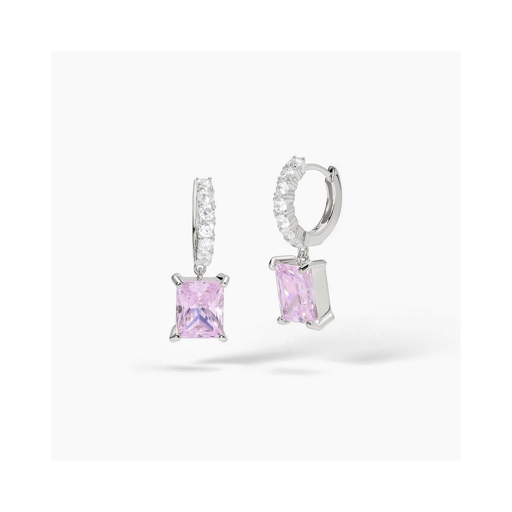 1 - Mabina women's earrings in 925 silver with pink zircon 563722.