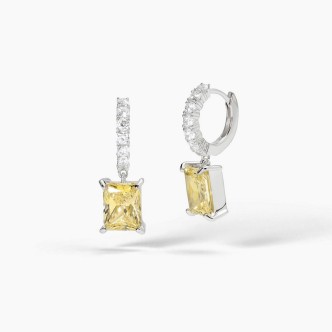 1 - Mabina women's earrings in 925 silver with yellow zircon 563723.