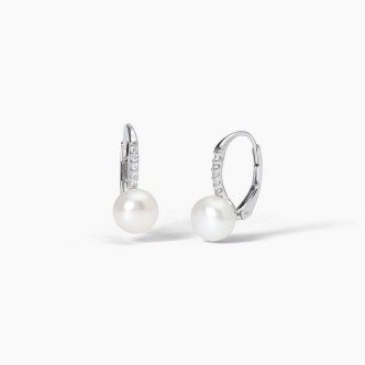 1 - Mabina women's earrings in 925 silver hook with pearls 563726.