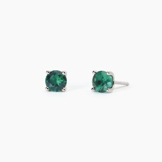 1 - Mabina women's earrings in 925 silver, light point with synthetic emeralds 563738.