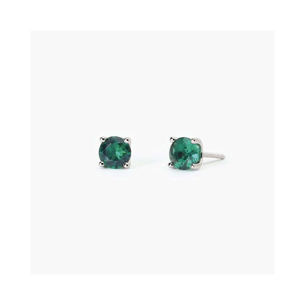 1 - Mabina women's earrings in 925 silver, light point with synthetic emeralds 563738.