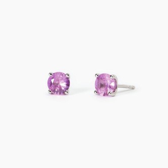 1 - Mabina women's earrings in 925 silver light point with pink synthetic tourmalines 563739.