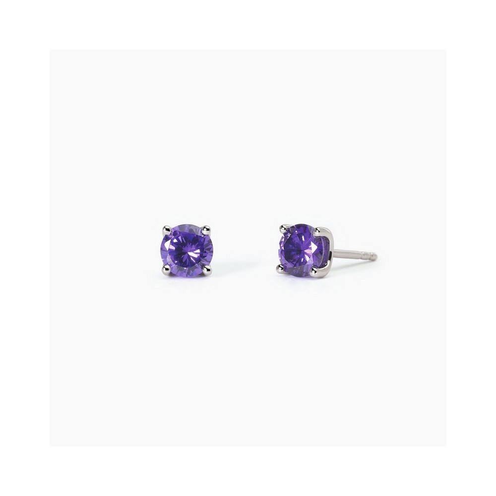 1 - Mabina women's earrings in 925 silver light point with purple zircons 563741.