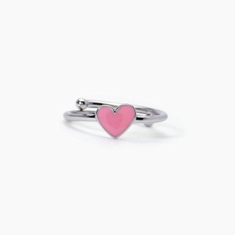 1 - Mabina 925 silver pink heart girl's ring 523348.