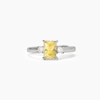 1 - Mabina 925 silver women's ring with yellow stone 523363.